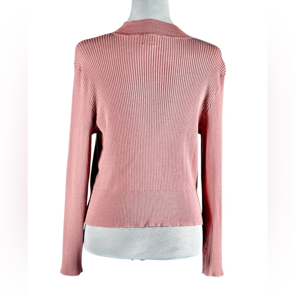 Soho New York & Company Jeans Pink Ribbed Mock Neck Sweater Pullover – Size L - Picture 6 of 14